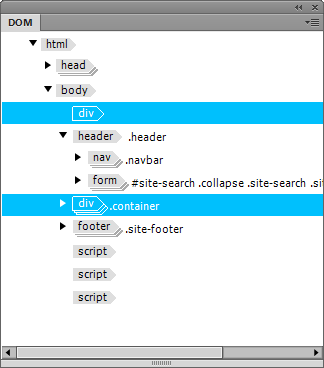 Non-contiguous selection in DOM panel Non-contiguous selection in DOM panel