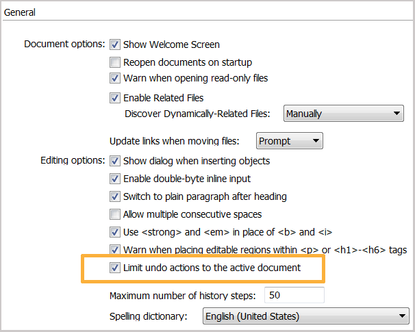 Limiting undo and redo to active document