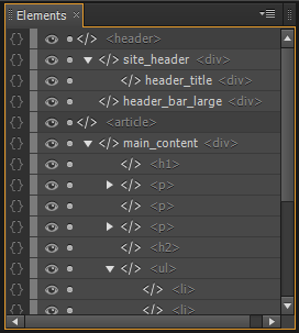 DOM in Elements panel