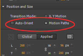 Motion Paths option in the Contextual Properties Panel