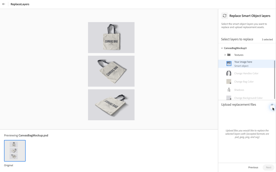 Upload replacement files