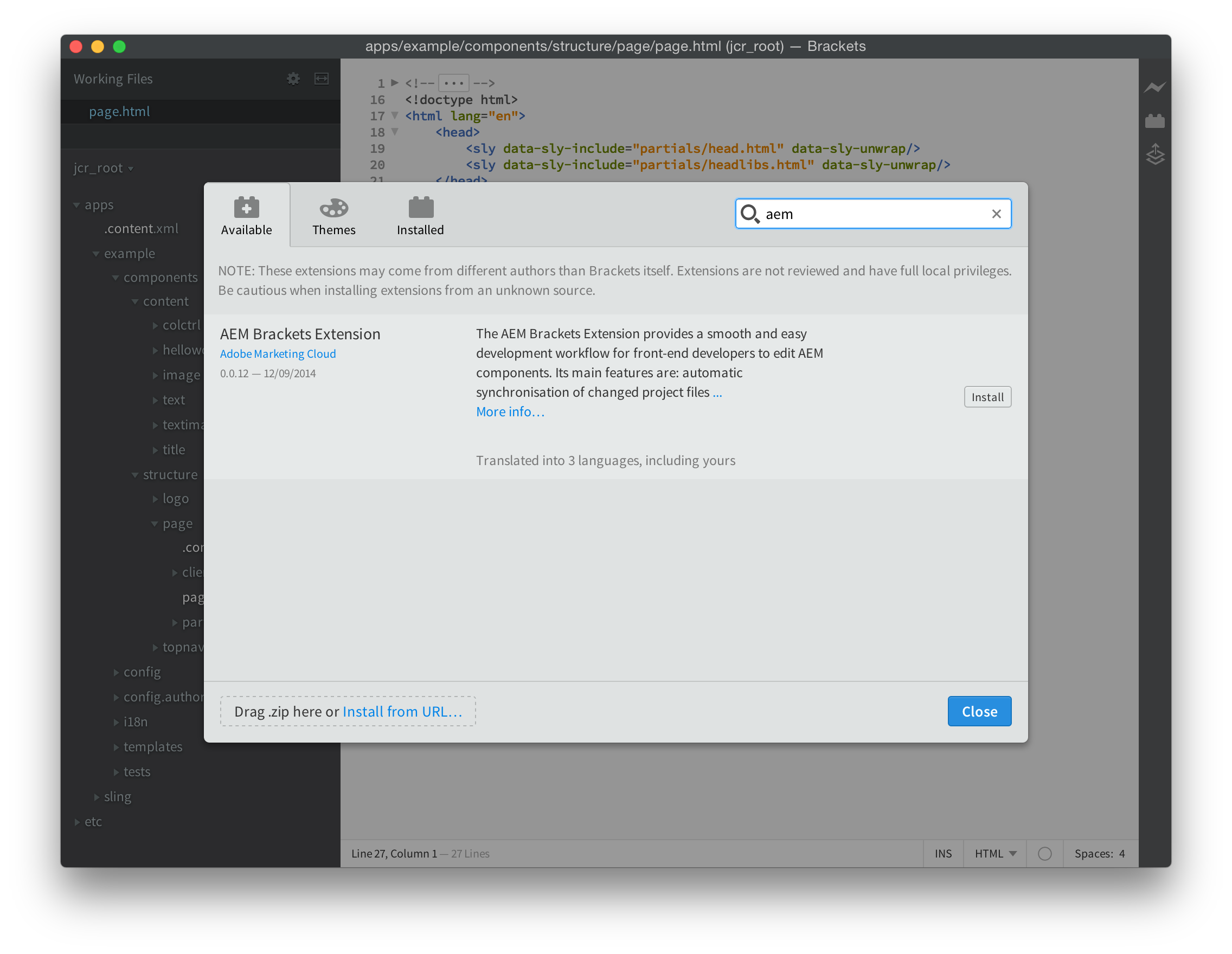 AEM Brackets Extension