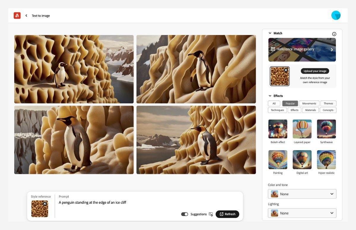Create images from text prompts using Adobe Firefly