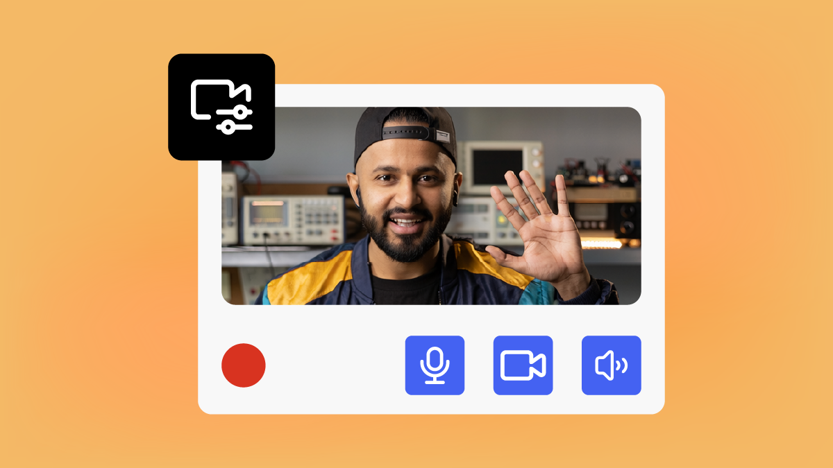 Record the screen and webcam footage in timeline