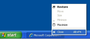 Right-click program in taskbar to close