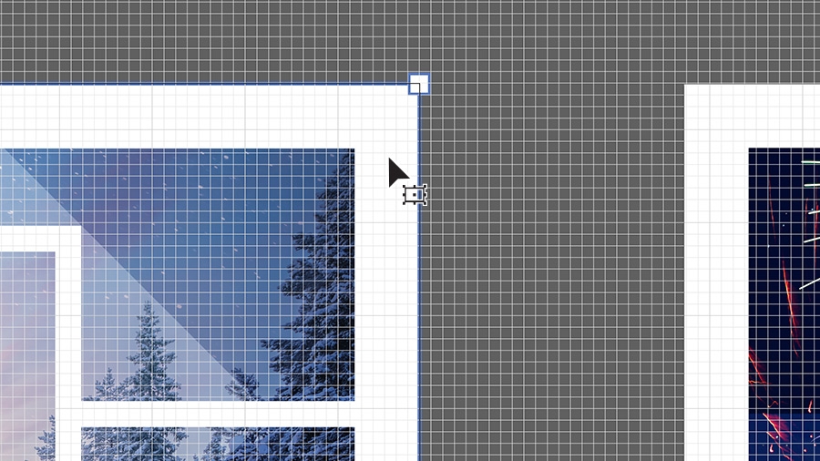 Zeichenfläche in Illustrator mit eingeblendetem Raster. Eine Grafik wird gerade am Raster ausgerichtet. Zeichenfläche in Illustrator mit eingeblendetem Raster. Eine Grafik wird gerade am Raster ausgerichtet.