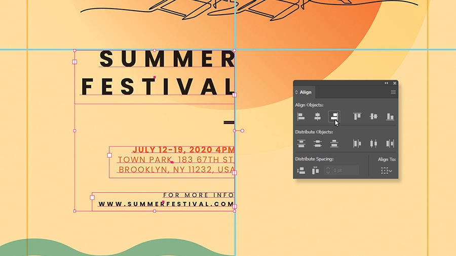 Image of text for a poster being aligned right with alignment tool options Image of text for a poster being aligned right with alignment tool options