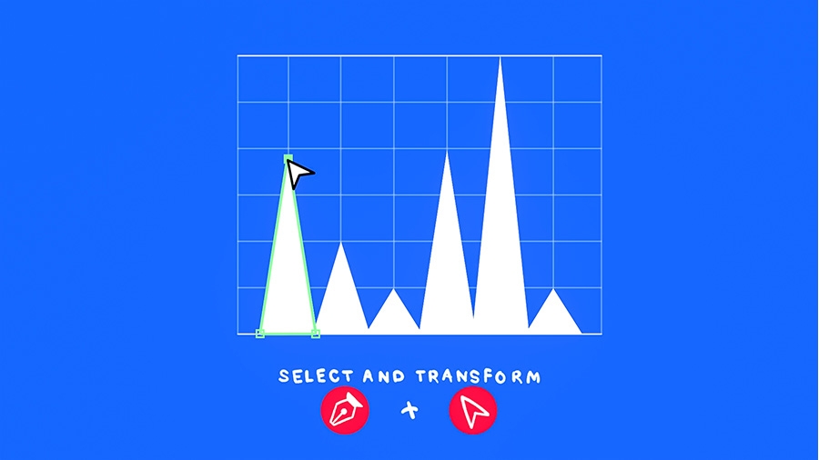 Pen tool is used to create a bar graph with triangles instead of bars. Pen tool is used to create a bar graph with triangles instead of bars.
