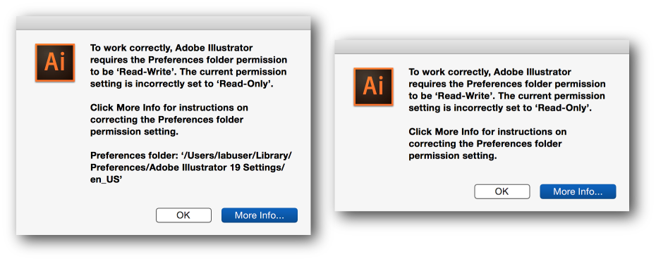 Preferences Folder Read Only Error Permissions Issue