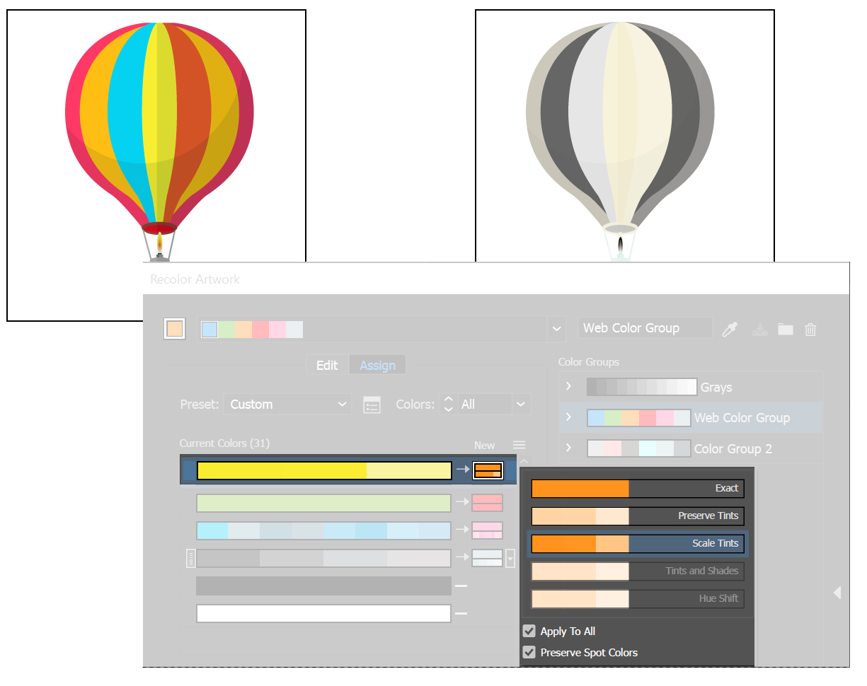 Work with color groups (harmonies) in Illustrator