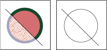 Live Paint group before (left) and after Release command applied (right)