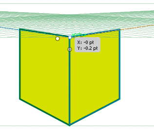 Horizontal grid plane adjusted to the height of the left face of the cube 