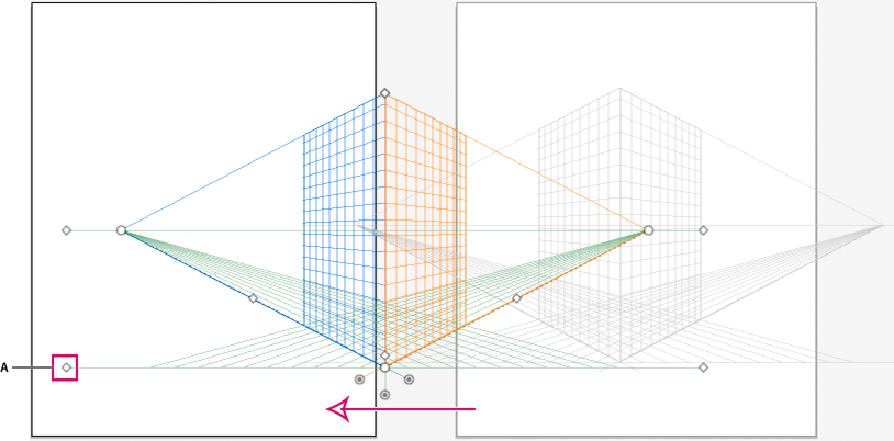 Moving the perspective grid across artboards using the left ground level widget