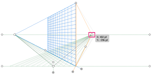 Moving the right vanishing point in a two-point perspective grid