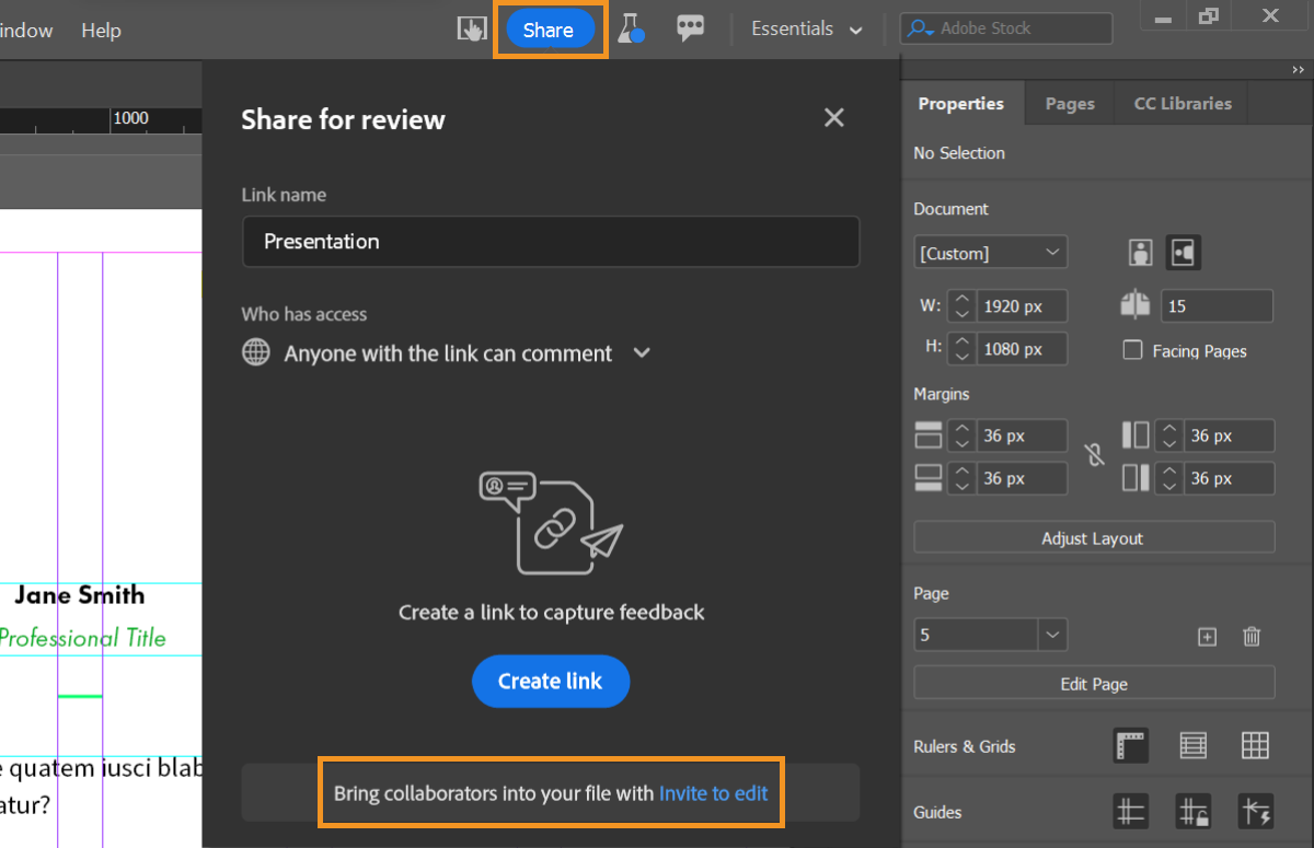 Work with InDesign cloud documents (Beta)