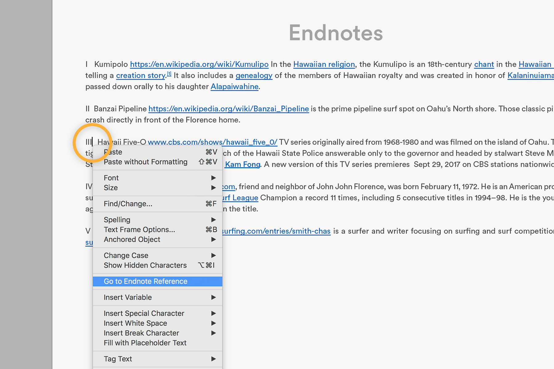 use endnote