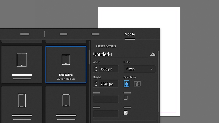 Using the New Document dialog box to set up a new document Using the New Document dialog box to set up a new document