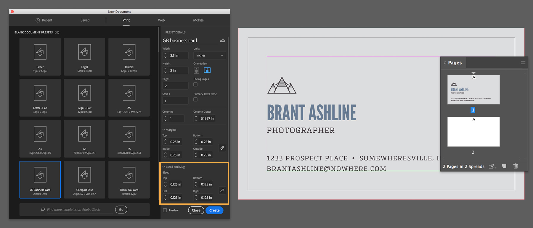 Business Card Setup Vadnice Za Adobe Indesign