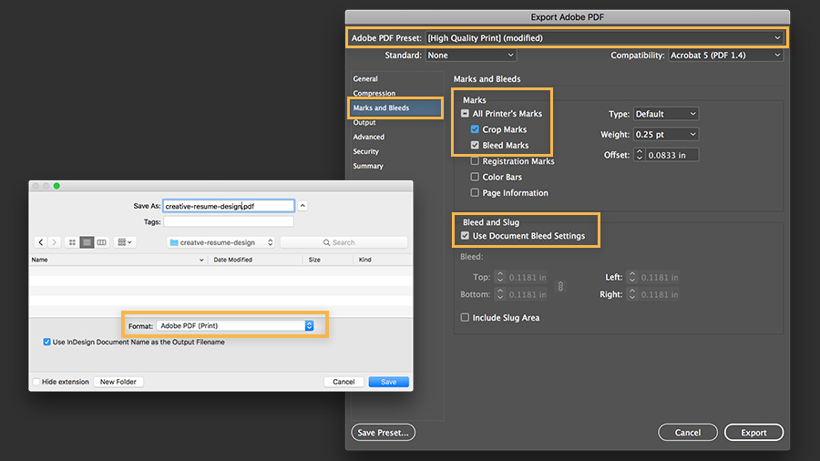 how to get crop marks and bleed for pdf file on mac