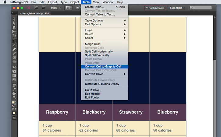 table tool indesign