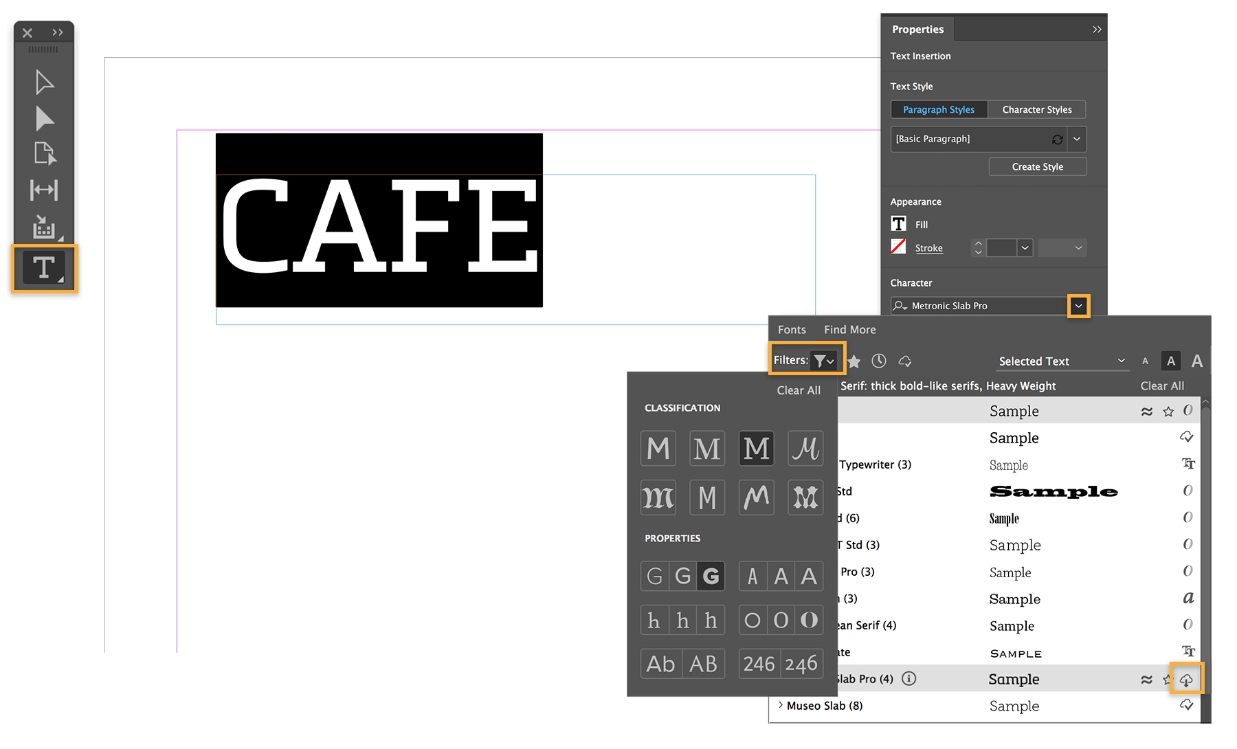 Text written in InDesign may be modified in the Properties panel, Fonts menu. Similar fonts may be filtered to focus search Text written in InDesign may be modified in the Properties panel, Fonts menu. Similar fonts may be filtered to focus search