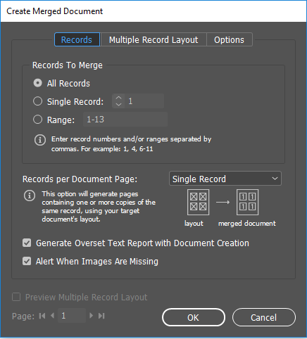 adobe indesign data merge using multiple master pages