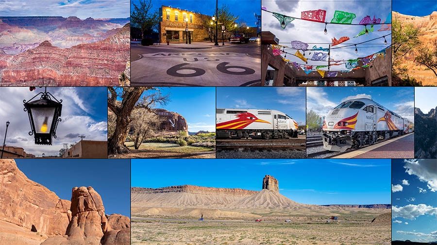 Photo collage with scenes of the American southwest Photo collage with scenes of the American southwest