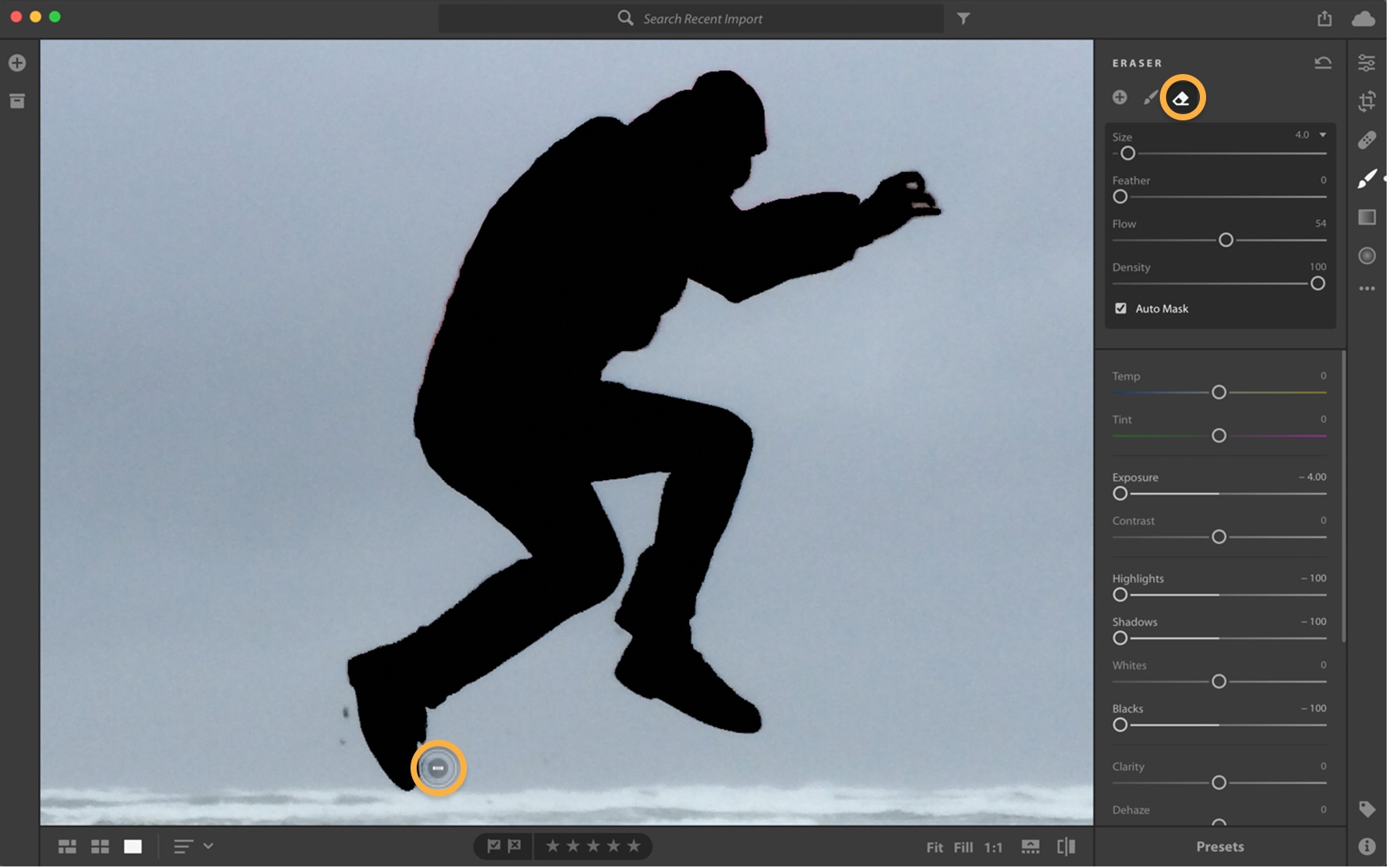 Some areas need erasing by enabling Auto Mask and brushing the areas needing refining. Some areas need erasing by enabling Auto Mask and brushing the areas needing refining.