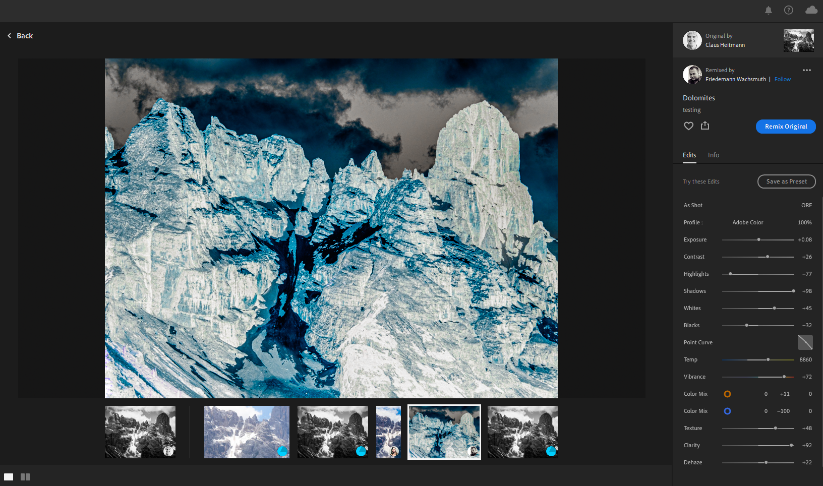 View remixes done by different photographers in one place