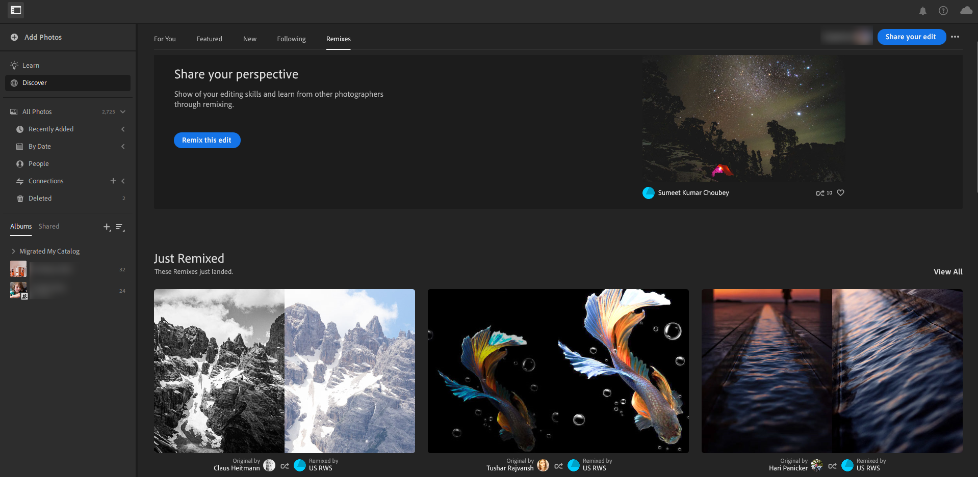 Edit a fellow photographer's photo or allow others to edit yours!