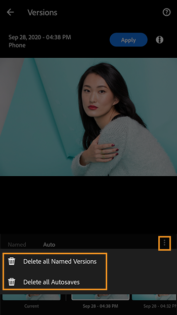 Delete named or auto versions