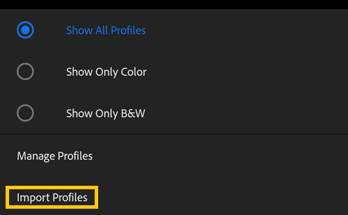 Import profiles
