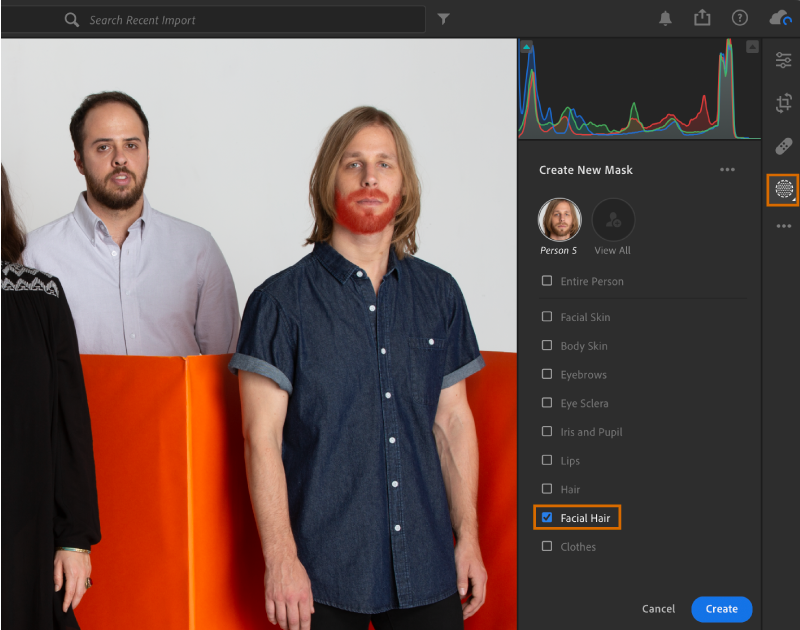 Facial hair selection in People mask