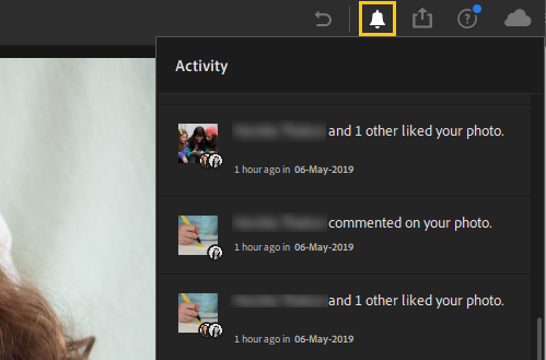 The Activity panel in Lightroom desktop