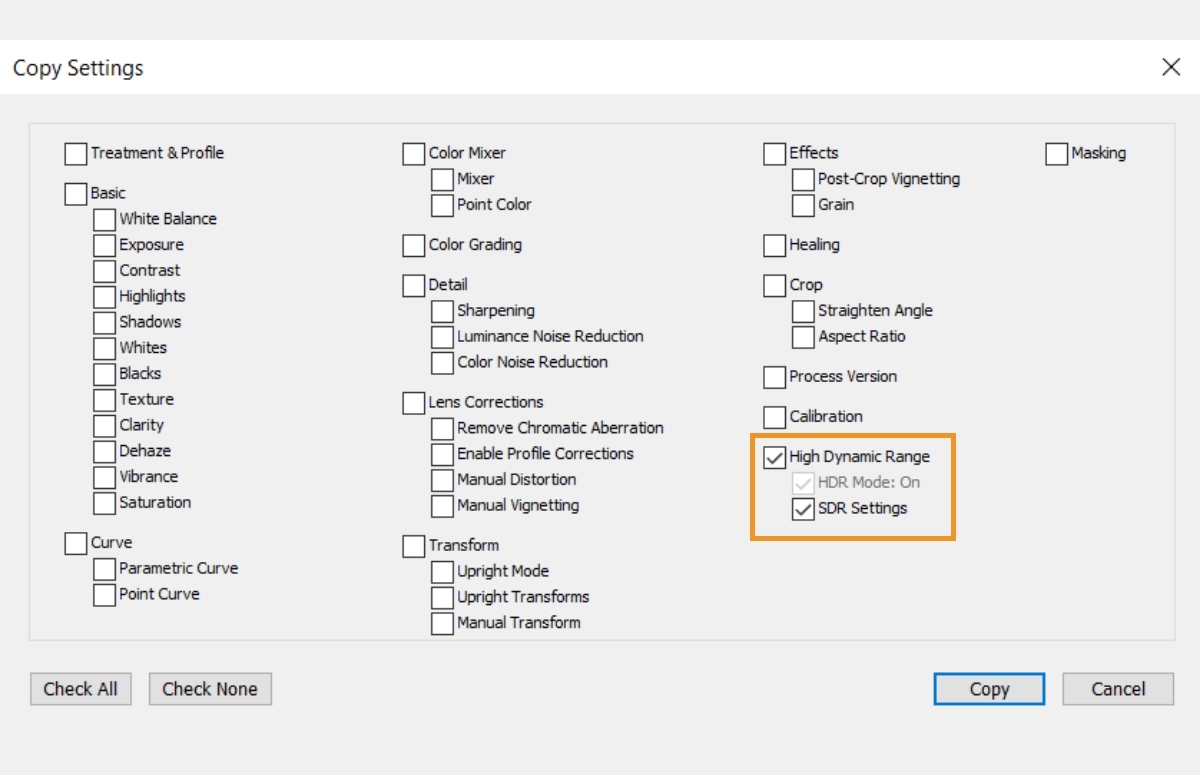 Edit and Export in HDR Lightroom Classic