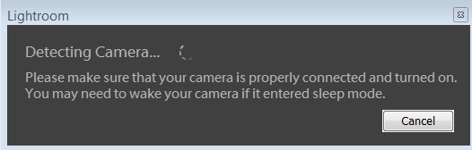 Lightroom Classic detecting a connected camera for tether