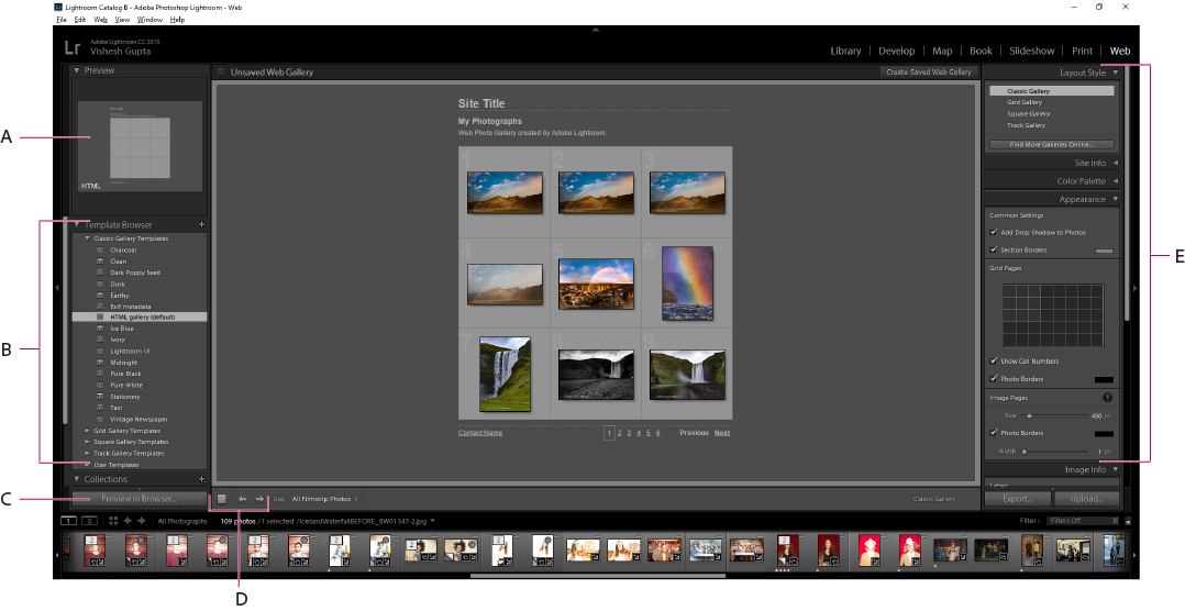 Creating web galleries in Lightroom Classic