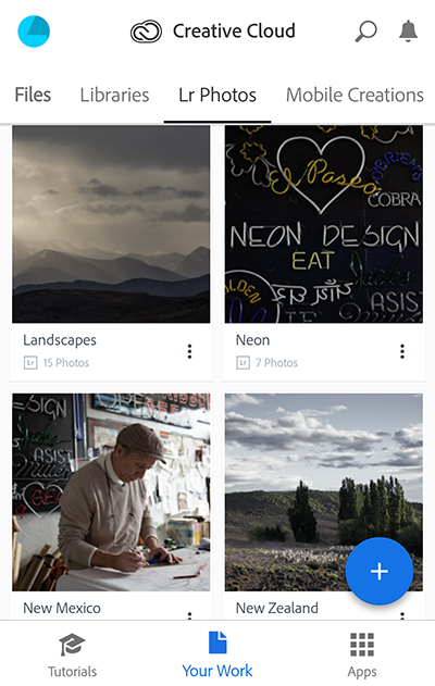 Choose My Assets in the Creative Cloud mobile app