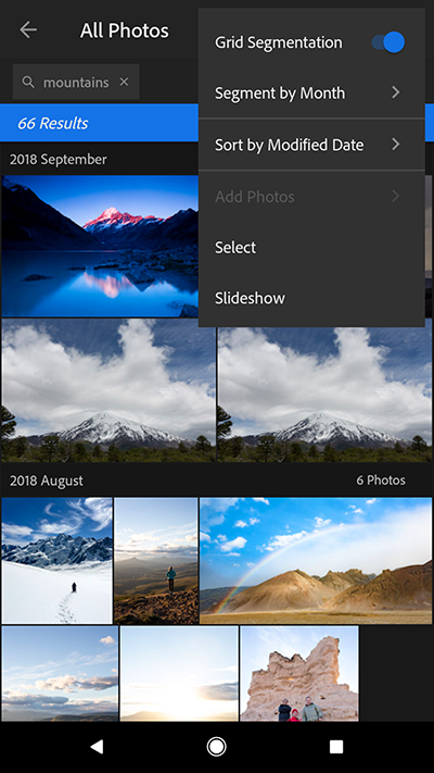 Learn how to search and organize photos in Lightroom for mobile (Android).