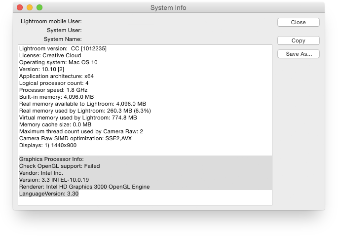 lightroom develop disabled