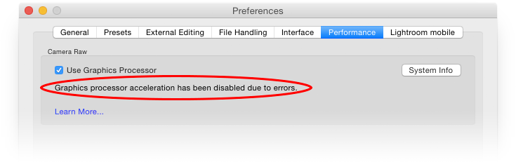 Lightroom GPU troubleshooting