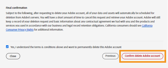 Deleting Adobe Account