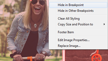 Hide objects in breakpoints