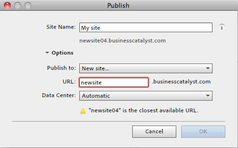Enter a unique URL name for your temporary site