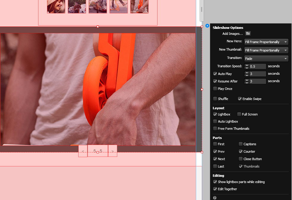 Add and set up Slideshow widgets in Adobe Muse