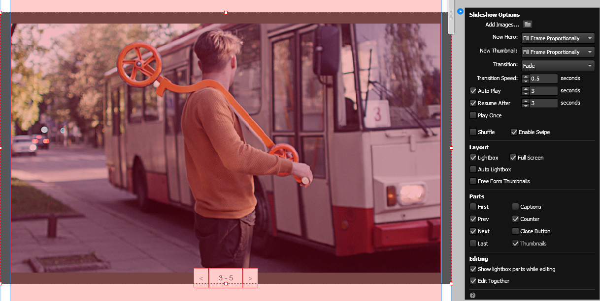 Add and set up Slideshow widgets in Adobe Muse