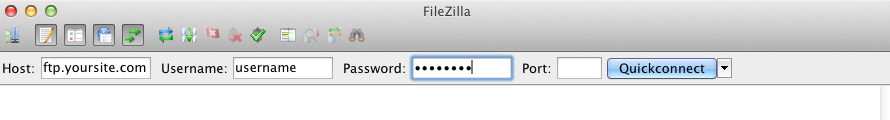 Connecting to the FTP server using FileZilla