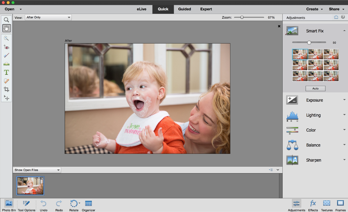 Quick mode in Photoshop Elements