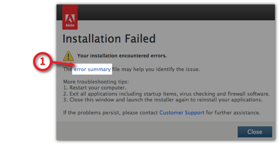 Installation Failed screen Photoshop Elements 13 Installation Failed Screen