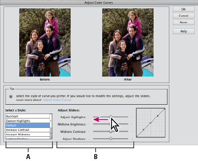 Adjusting color curves